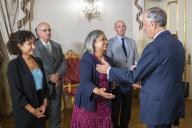 O Presidente da República Marcelo Rebelo de Sousa condecora, em cerimónia no Palácio de Belém, o Presidente cessante do Supremo Tribunal Administrativo, Vítor Manuel Gonçalves Gomes, com a Grã-Cruz da Ordem Militar de Cristo, a 15 de outubro de 2019