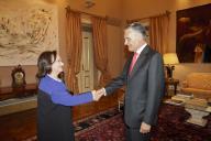 O Presidente da República, Aníbal Cavaco Silva, recebe os cumprimentos de Ano Novo do Presidente do Tribunal de Contas, Conselheiro Guilherme d’Oliveira Martins e da Procuradora-Geral da República, Conselheira Joana Marques Vida, a 21 de janeiro de 2015