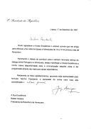 Carta do Presidente da República, Jorge Sampaio, dirigida ao Presidente da República da Venezuela, Rafael Caldera, agradecendo o convite que lhe foi formulado para efetuar uma visita de Estado à Venezuela de 10 a 12 de novembro e manifestando a sua inteira disponibilidade para que a mesma se concretize.