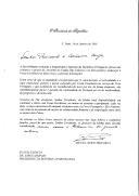 Carta do Presidente da República de S.Tomé e Príncipe, Miguel Trovoada, endereçada ao Presidente da República Portuguesa, Jorge Sampaio, felicitando-o pela sua reeleição e assegurando a "total disponibilidade para continuar a obrar (...) no intuito de estreitar e aprofundar, cada vez mais, os laços ancestrais de amizade existentes entre os Povos Português e São-Tomense".
