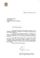 Carta oficial de Fernando Henrique Cardoso, Presidente da República Federativa do Brasil, dirigida ao Presidente da República Portuguesa, Jorge Sampaio, agradecendo as mensagens de condolências pelo falecimento do diplomata e poeta brasileiro, João Cabral de Mello Neto 