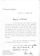 Carta do Presidente da República, Mário Soares, dirigida ao Presidente da República Socialista da Roménia, Nicolae Ceausescu, agradecendo os votos que lhe foram dirigidos e assegurando o interesse com que acompanha a ação internacional do chefe de Estado romeno em favor do fim da corrida aos armamentos e pela manutenção da paz.