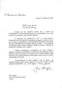 Carta do Presidente da República, Jorge Sampaio, em resposta à que lhe foi dirigida por Luís Cabral, no início do ano, agradecendo as suas "palavras generosas" e "a forma atenta e interessada com que tem seguido a atualidade portuguesa", assegurando, por seu lado, que continua "a acompanhar com toda a atenção e empenho a situação na Guiné-Bissau" sendo que  "o povo irmão guineense poderá sempre contar com todo o apoio e solidariedades de Portugal".