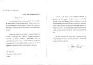 Carta do Presidente da República, Jorge Sampaio, endereçando felicitações ao Imperador Akihito, por ocasião das comemorações do 10º aniversário da sua entronização e mencionando a visita realizada a Portugal em 1998 como um contributo importante no reforço dos laços histórico e das relações de amizade e cooperação entre os 2 países.
