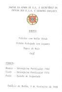 Ementa do jantar oferecido, no Palácio de Belém, pelo Presidente da República Mário Soares, em honra do Secretário de Estado da Defesa dos Estados Unidos da América, Frank Carlucci e Senhora, em 3 de fevereiro de 1988.