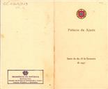 Ementa e programa musical do jantar oferecido pelo Presidente da República, Craveiro Lopes em honra da Rainha Isabel II e do Duque de Edimburgo, no Palácio Nacional da Ajuda, em 18 de fevereiro de 1957.