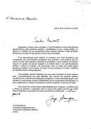 Carta do Presidente da República, Jorge Sampaio, dirigido ao Presidente da República Helénica, Constantinos Stephanopoulos, agradecendo "as inúmeras atenções e amabilidades" dedicadas a si e a toda a comitiva por ocasião da Visita de Estado à Grécia e afirmando a importância do "reforço  do diálogo e da concertação" entre Portugal e a Grécia, "no quadro de uma Europa alargada e do debate sobre o seu aprofundamento político".