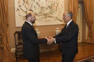 O Presidente da República Marcelo Rebelo de Sousa recebe, em audiência no Palácio de Belém, o Presidente do Parlamento Europeu, a 10 de janeiro de 2017