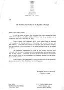 Carta do Presidente da República da Índia, Shanker Dayal Sharma, e subscrita pelo Primeiro Ministro e Ministro dos Negócios Estrangeiros, P.V. Narasimha Rao, endereçada ao Presidente da República de Portugal, informando da sua tomada de posse, no dia 25 de julho de 1992, no cargo para que foi eleito.
