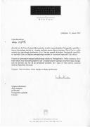 Carta do Presidente da República da Eslovénia, Milan Kucan, dirigida a Jorge Sampaio, Presidente da República Portuguesa, felicitando-o pela sua reeleição e aproveitando a oportunidade para o convidar a visitar, mais uma vez, o seu país.
