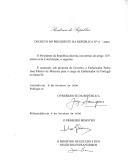 Decreto que nomeia, sob proposta do Governo, o embaixador Pedro José Ribeiro de Menezes, para o cargo de Embaixador de Portugal na Santa Sé.