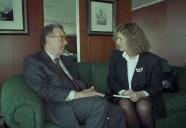 O Presidente da República, Jorge Sampaio, concede uma entrevista à jornalista Ana Sousa Dias, em abril de 1997