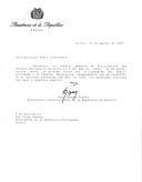 Carta do Presidente Hugo Banzer Suárez, dirigida ao Presidente da República Portuguesa, Jorge Sampaio, agradecendo, da cordial mensagem de felicitações que lhe foi endereçada por ocasião da sua tomada de posse e  início do seu mandato como Presidente Constitucional da República da Bolívia.