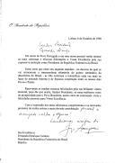 Carta do Presidente da República, Jorge Sampaio, dirigida a Fernando Henrique Cardoso, Presidente da República Federativa do Brasil, felicitando-o pela sua reeleição