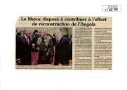 "Le Maroc disposé à contibruer à l´effort de reconstrution de l´Angola" 