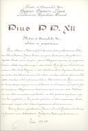 Breve Pontifício, manuscrito e assinado pelo Papa Pio XII, de elevação do Monsenhor Pietro Ciriaci, Núncio Apostólico em Lisboa, à dignidade de Cardeal, em 12 de janeiro de 1953.