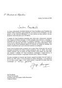 Carta do Presidente da República, Jorge Sampaio, dirigida ao Presidente eleito dos Estados Unidos Mexicanos, Vicente Fox Quesada, felicitando-o por ocasião da sua eleição e desejando-lhe, em nome do Povo Português e dele próprio, "votos sinceros de êxito pessoal e de paz, progresso e bem-estar para o Povo do México".