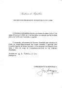 Decreto que exonera, sob proposta do Governo, o Vice-Almirante Luís Manuel Lucas Mota e Silva do cargo de Comandante-em-chefe do Sul Atlântico (Southland).