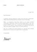 Carta do Presidente da República da África do Sul, Nelson Mandela, dirigida ao Presidente da República de Portugal, Jorge Sampaio, acusando carta de 18 de novembro de 1996 convidando-o a visitar Portugal, lamentando, porém, não poder concretizar a visita ao longo do ano de 1997, devido a compromissos já assumidos previamente.