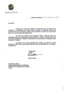 Carta do Presidente da Venezuela, Rafael Caldera, dirigida ao Presidente da República de Portugal, Jorge Sampaio,    convidando-o a realizar uma visita oficial ao seu país, durante os dias 10 a 12 de novembro de 1997.