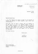 Carta do Primeiro Ministro de Israel, Yitzhak Rabin, endereçada ao Presidente da República de Portugal, Mário Soares, agradecendo a sua mensagem de felicitações e apoio à Declaração de Princípios e Acordo de Mútuo Reconhecimento assinado por Israel e os Palestinianos.