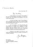 Carta do Presidente da República, Jorge Sampaio, endereçada ao Presidente da República da Lituânia, Algirdas Brazauskas, agradecendo convite para visitar o seu país e manifestando a sua satisfação pela vontade do chefe de Estado lituano em visitar brevemente Portugal.