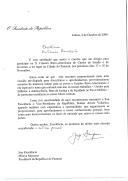 Carta do Presidente da República, Jorge Sampaio, endereçada à Presidente da República do Panamá, Mireya Moscoso, aceitando formalmente o convite para participar na X Cimeira Ibero-americana de Chefes de Estado e de Governo, a ter lugar na cidade do Panamá, dos dias 17 e 18 de novembro de 2000.
