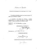 Decreto que exonera, sob proposta do Governo, o ministro plenipotenciário de 1.ª classe, José Duarte da Câmara Ramalho Ortigão, do cargo de Embaixador de Portugal em Luanda [Angola].