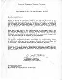 Carta do Presidente eleito da República das Honduras, Carlos Roberto Flores, endereçada ao Presidente da República de Portugal, Jorge Sampaio,  convidando-o a estar presente na cerimónia da sua tomada de posse a 27 de janeiro de 1998, em Tegucigalpa.