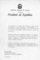 Carta do Presidente da República Popular de Angola, José Eduardo dos Santos, dirigida ao Presidente da República Portuguesa, António Ramalho Eanes, felicitando-o por ocasião do dia 10 de junho, Dia de Portugal, e manifestando a sua convicção quanto ao desenvolvimento das relações de amizade e de cooperação entre os dois países.