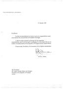 Carta do Secretário-Geral das Nações Unidas, Kofi A. Annan, dirigida ao Presidente da República, Jorge Sampaio, felicitando-o pela sua eleição para um segundo mandato no cargo.