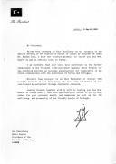 Carta do Presidente turco, Turgut Özal, dirigida ao Presidente da República de Portugal, Mário Soares, convidando-o a realizar uma visita oficial à Turquia, nos meses de setembro ou outubro de 1990, em data a acertar pelas vias diplomáticas.