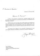 Carta do Presidente da República, Jorge Sampaio, endereçada ao Presidente da Confederação Suíça, Moritz Leuenberger, agradecendo mensagem de felicitações que lhe foi dirigida por ocasião da sua reeleição para a Presidência da República portuguesa.