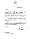Carta do Presidente da República das Filipinas, Joseph Ejercito Estrada, dirigida ao Presidente da República, Jorge Sampaio, convidando-o para visitar as Filipinas por ocasião das comemorações do Centenário da Independência Filipina no dia 12 de junho de 1998. 