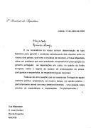 Carta do Presidente da República, Jorge Sampaio, dirigida ao Rei D. Juan Carlos I de Espanha, sobre a questão das negociações em curso, no quadro da União Europeia, sobre o regime de acesso de embarcações de pesca, portuguesas e espanholas, às respetivas águas nacionais.
