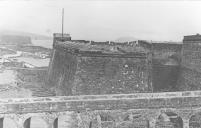 Reprodução de uma foto antiga de um primeiro plano do Forte de S. João Baptista, na cidade de Angra do Heroísmo