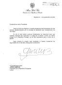 Carta do Presidente da República da Colômbia, Alvaro Uribe Vélez, dirigida ao Presidente da República, Jorge Sampaio, agradecendo mensagem de felicitações que lhe foi endereçada por ocasião da sua tomada de posse. 
