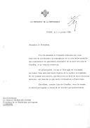 Carta do Presidente da República Francesa, Valéry Giscard D´Estaing, endereçada ao Presidente da República Portuguesa, General Ramalho Eanes, agradecendo oferta de medalha relativa à comemoração do 4.º Centenário da morte de Luís de Camões. 