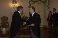 O Presidente da República, Jorge Sampaio, recebe credenciais de novos embaixadores em Portugal, a 9 de janeiro de 2004