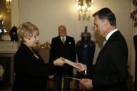 O Presidente da República, Aníbal Cavaco Silva, recebe credenciais de novos embaixadores em Portugal, a 8 de fevereiro de 2008