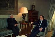 Audiência concedida pelo Presidente da República, Jorge Sampaio, ao Presidente da União das Misericórdias, Vitor Melícias, a 4 de fevereiro de 1998