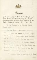Carta credencial do Rei de Inglaterra apresentando o novo Embaixador em Lisboa, Enviado Extraordinário e Ministro Plenipotenciário, Lancelot Douglas Carnegie.