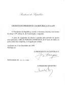 Decreto que revoga, por indulto, a pena de suspensão do direito à pensão, pelo período de quatro anos, aplicada a Abílio Pereira Domingos, de 65 anos de idade.