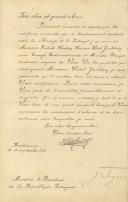 Carta credencial do Rei da Noruega, Haakon, apresentando o novo enviado extraordinário e Ministro Plenipotenciário Fredrik Hartvig Herman Wedel Jarlsberg.