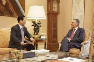 O Presidente da República, Aníbal Cavaco Silva, recebe em audiência o Embaixador de China em Portugal, Huang Songfu, a 10 de julho de 2015