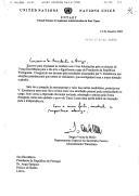 Carta de Sérgio Vieira de Mello, Representante Especial do Secretário-Geral das Nações Unidas e Administrador Transitório de Timor, dirigida ao Presidente da República de Portugal, Dr. Jorge Sampaio, felicitando-o pela sua reeleição.