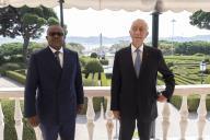 O Presidente da República da Guiné-Bissau, Umaro Sissoco Embaló, é recebido, no Palácio de Belém, pelo Presidente Marcelo Rebelo de Sousa, no início da visita oficial a Portugal, a 8 de outubro de 2020