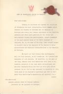 Carta credencial, em nome do Rei da Tailândia, dirigida ao Presidente da República, Óscar Carmona