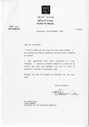 Carta do Presidente de Israel, Ezer Weizman, dirigida ao Presidente da República Portuguesa, Jorge Sampaio, agradecendo os seus votos de pronto restabelecimento após a sua cirurgia, da qual se encontra a recuperar, e também o convite que lhe foi endereçado para visitar Portugal, não podendo, por enquanto, decidir sobre a data para a realização da mesma