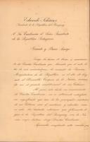 Carta do Presidente da República do Paraguai, Eduardo Schaerer, informando da sua tomada de posse